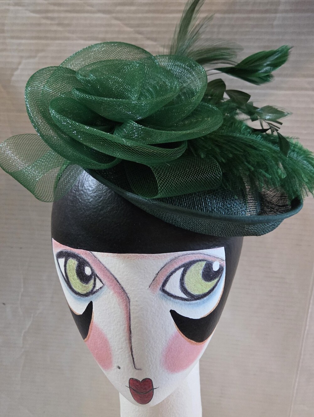 Fascinator Green Mesh Flower & Feather Fascinator Headpiece Headband Formal